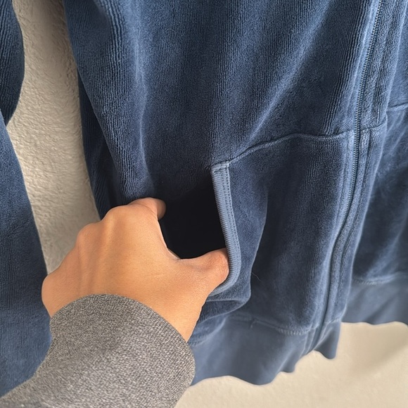 Juicy Couture Vintage Y2K Track Jacket Blue Terry Cloth Full Zip Hooded Velour - Picture 3 of 7